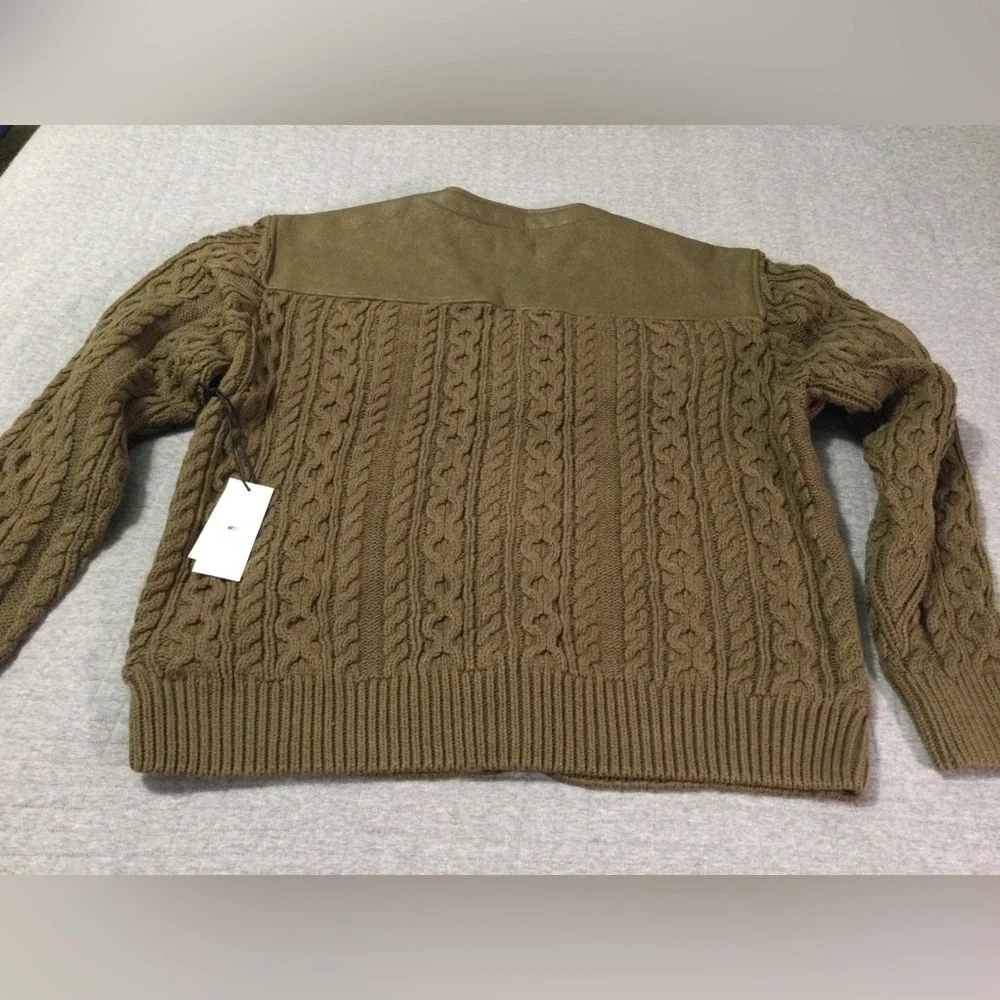 Honor the Gift Olive Vegan Leather And Knit Cardigan Men’s - Picture 6 of 8